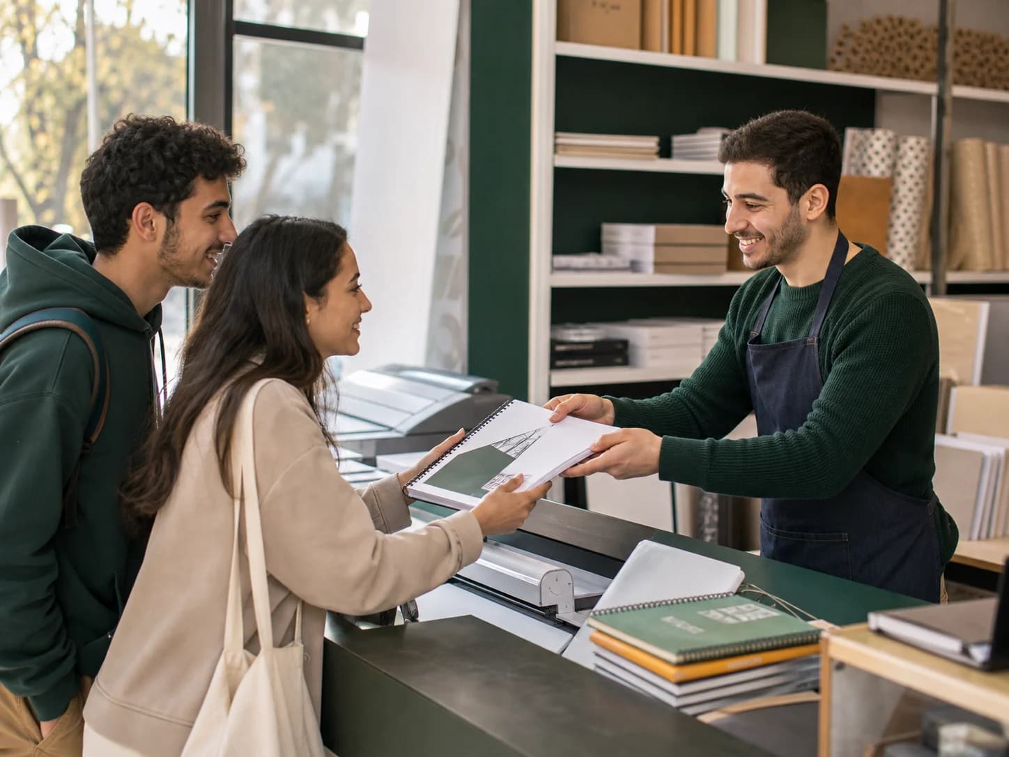 A student receiving help at a local service business
